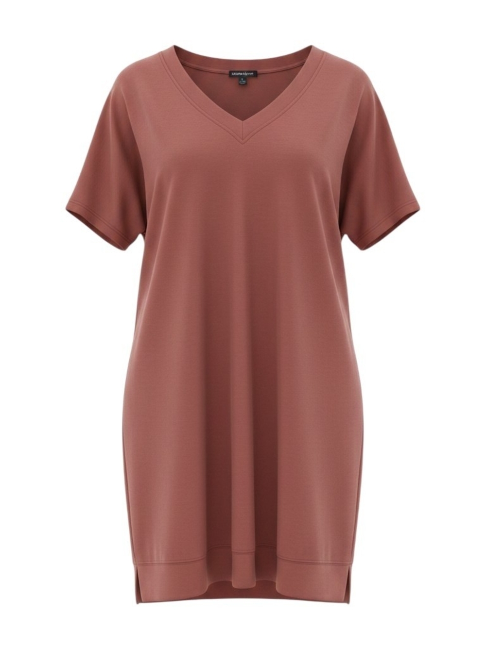 Cynthia Rowley V-Neck T-shirt Dress Modal Comfy Summer Lounge Beach Salmon Pink